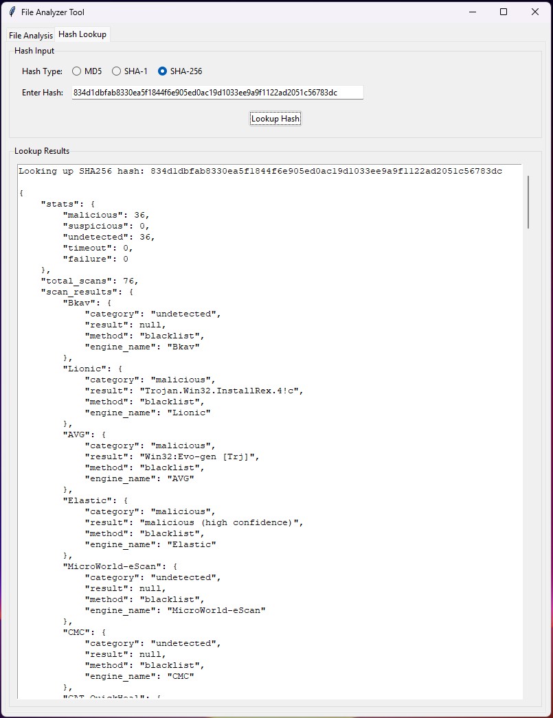 FileAnalyser Project Screenshot 2